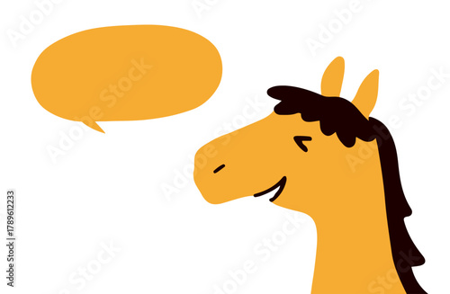 馬とフキダシのイラスト