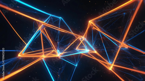 futuristic digital network made up of glowing blue and orange geometric Digital Nexus, Generative Ai