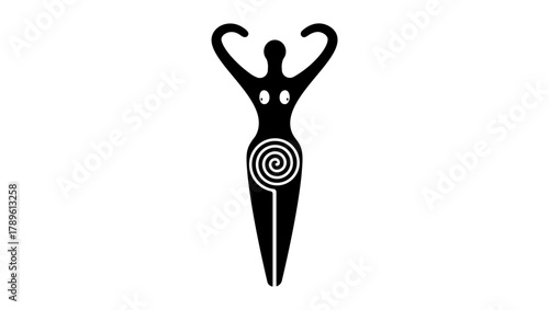 Spiral Goddess symbol, black isolated silhouette