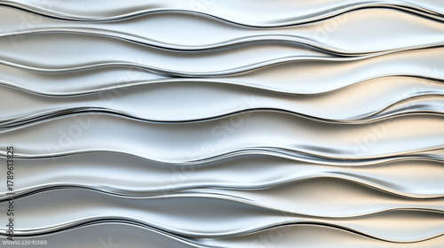 Silver liquid metal wave pattern with soft highlights and modern texture