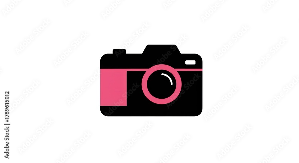 Fototapeta premium Stylized Camera Icon with Pink Accents on White Background.