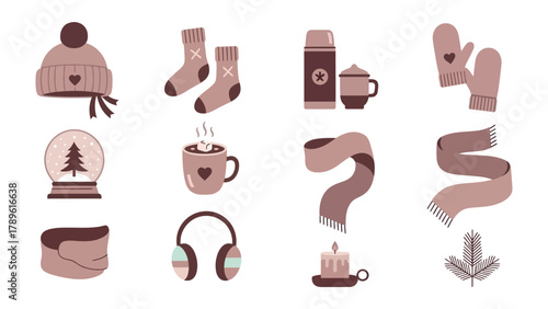 Cozy Winter Essentials: An assortment of warm and comforting winter essentials, ready to embrace the chilly season. The image radiates warmth, simplicity, and the joy of winter comforts.