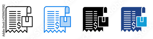 Receipt icon set multiple style collection