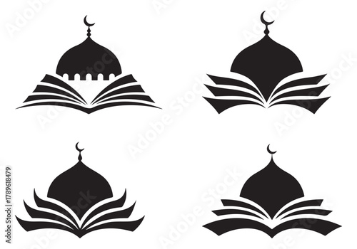 Islamic Mosque with Holy Book Logo Vector – Religious Education and Quran Study Symbol Design