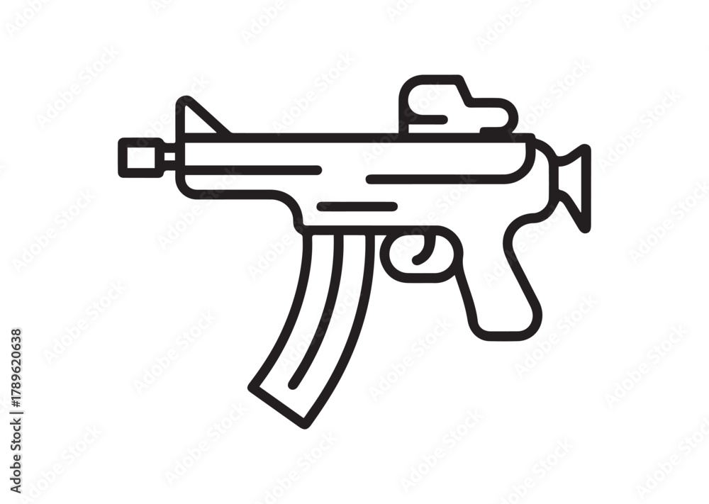 Naklejka premium Machine gun line art vector