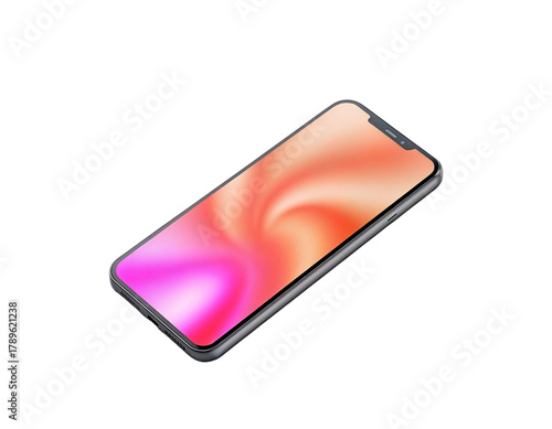 Modern Smartphone with Vibrant Gradient Display on Transparent Background
