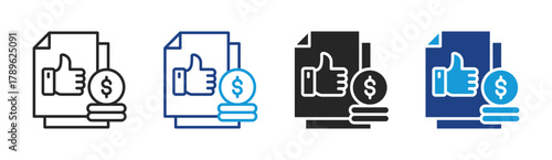 Financial Approval icon set multiple style collection