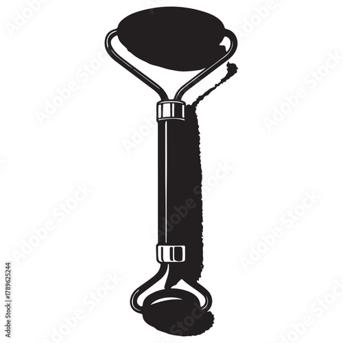 Black obsidian facial roller for skincare routine