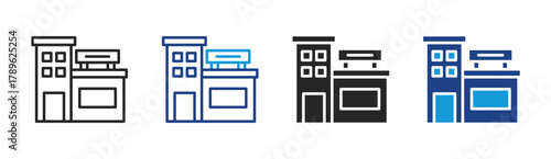 Financial Building icon set multiple style collection