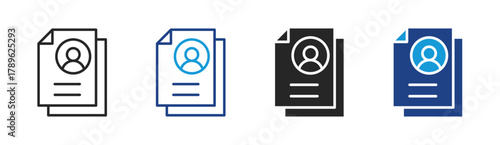 Profile Data icon set multiple style collection