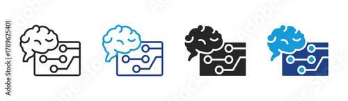 Ai Brain icon set multiple style collection