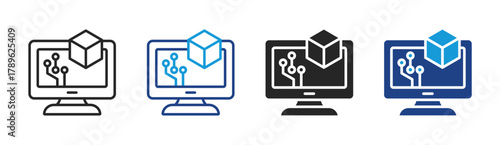 3D System icon set multiple style collection