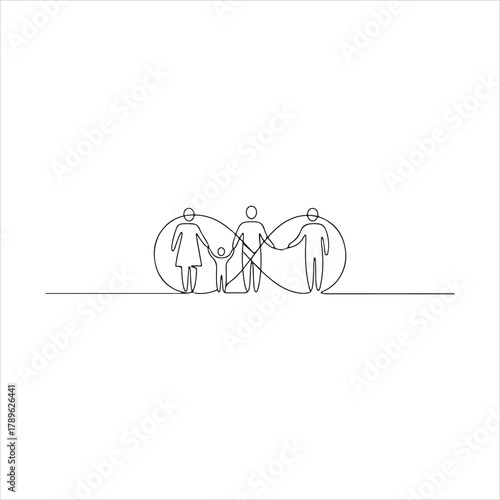 Simple Family Connection Represented Through Interconnected Figures and Circles