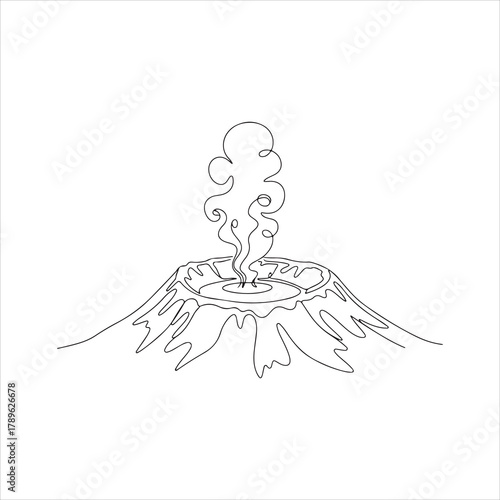 Volcanic eruption illustration showing smoke and molten rock escaping the summit