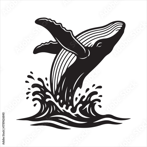 Majestic humpback whale breaches the ocean surface with powerful grace