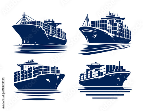 vector set logo of container ship cargo (artwork 1)