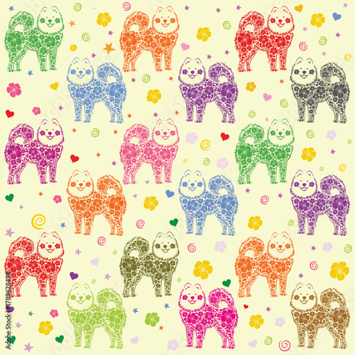 Seamless vector pattern with dogs. Can be used for textile, website background, book cover, packaging. Vector illustration