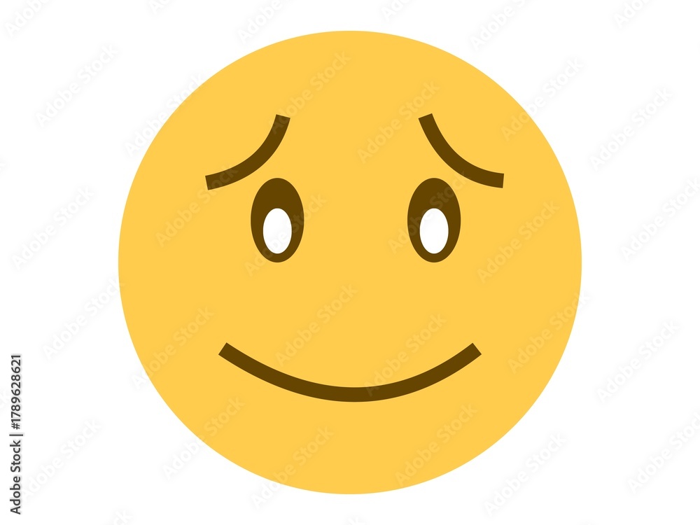 Fototapeta premium happy smiley face with cute eyes on white background. 