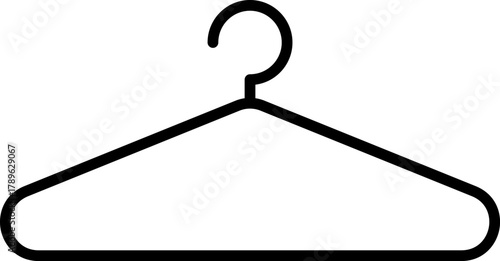 Simple black wire clothes hanger on a white background