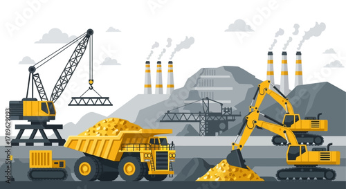 Mining Operations in Action Extracting Resources with Heavy Equipment