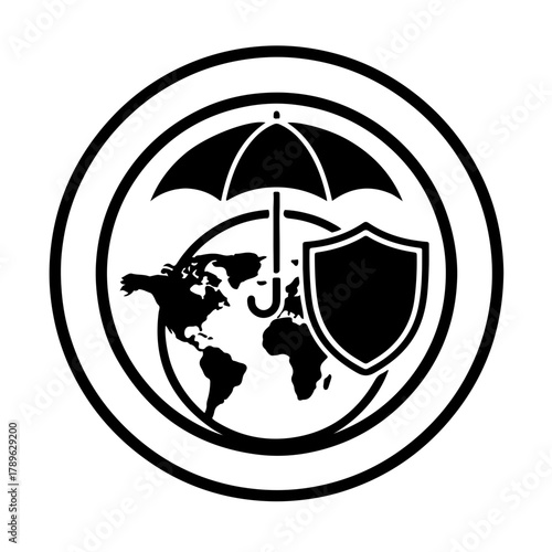 Protect the Planet. World map under an umbrella graphic, advocating for the ban on nuclear testing and a safeguarded global future