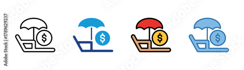 Digital Insurance icon set multiple style collection