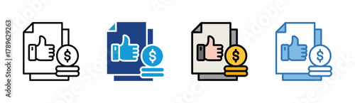Financial Approval icon set multiple style collection