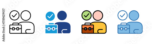 Job Approval icon set multiple style collection