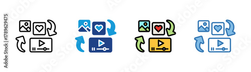 Content Share icon set multiple style collection