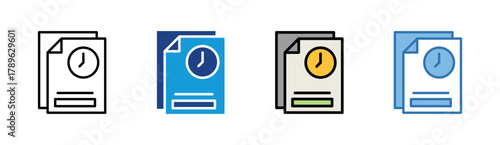 Time Report icon set multiple style collection