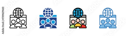 Global Team icon set multiple style collection