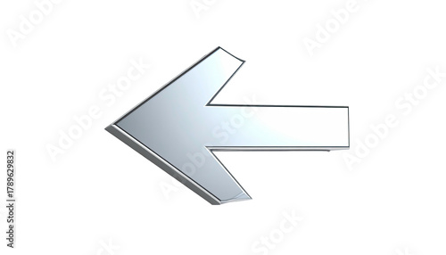Free Download Silver, shadowed arrow pointing left against solid black backdrop - GFXLoad