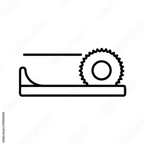 Minimal Outline Vector Icon of a Saw Blade in Black and White