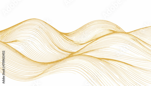 Abstract Golden Waves Flowing Background.