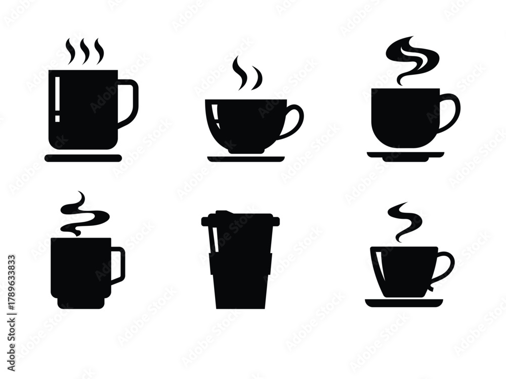 Obraz premium Coffee and tea cup icon, cups off coffee collection