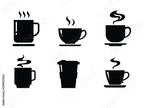 Coffee and tea cup icon, cups off coffee collection
