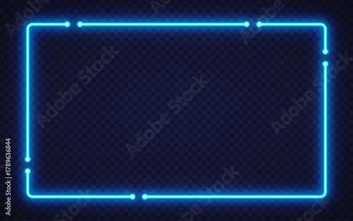 Blue neon glowing frame on a dark background, great for cyberpunk visuals or bold graphic compositions.