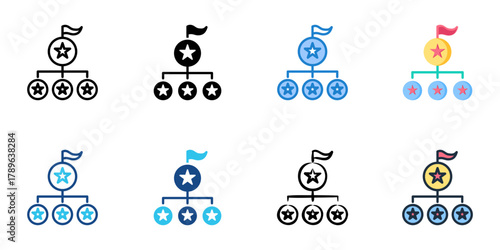 Multiparty system icon set multiple style collection 
