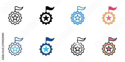 Single party system icon set multiple style collection 
