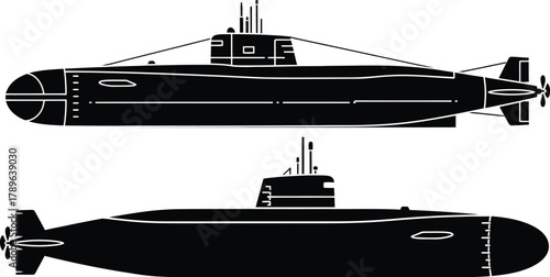 Submarine vector illustration military navy ship underwater boat
