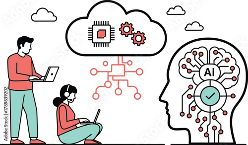 Artificial intelligence and cloud computing technology concept