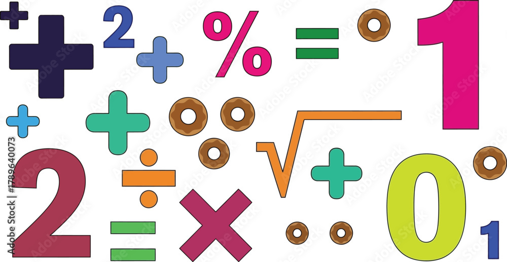 Obraz premium Math symbols and numbers colorful education school mathematics