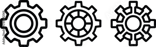 Industrial Gear and Cogwheel Icons Set for Settings and Mechanics. Gear setting icon set with check mark