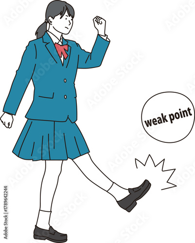 苦手を克服するイメージの学生の女の子のイラスト素材