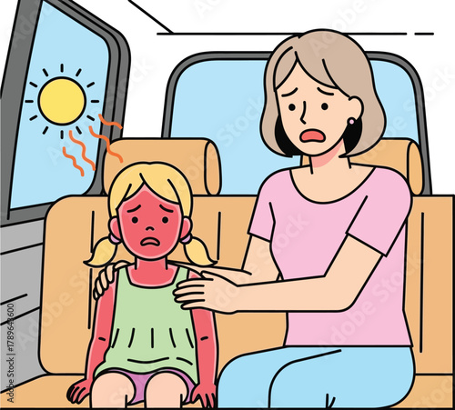 Sunburn in car child safety summer heatstroke prevention tips