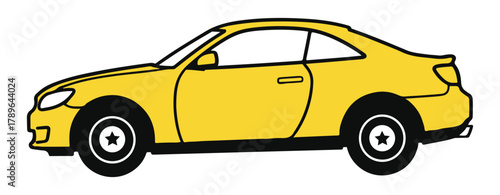 Yellow coupe car vector icon | Automobile vector icon