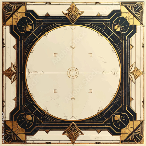 Elegant Geometric Design with Art Deco Influences for Luxury Branding and Decorations