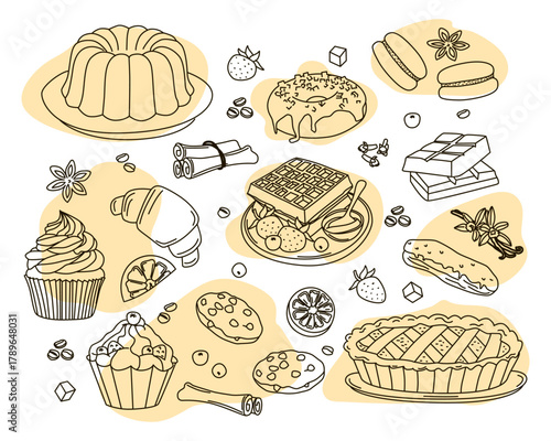 Delicious Dessert Variety Vector Illustration