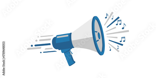 Megaphone Announcement: A dynamic illustration captures the essence of announcements through a stylized blue and white megaphone. It symbolizes communication, broadcasting, and amplifying ideas. 
