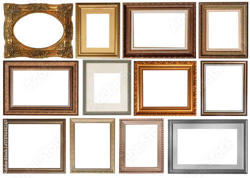 set of paintings frames isolated on white background